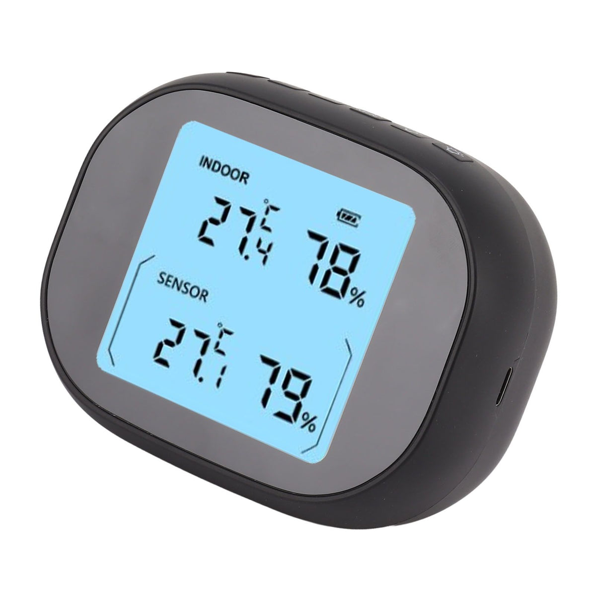 Wireless Indoor Outdoor Thermometer Black Temperature Humidity Monitor Daily High and Low Large Display Room Thermometer
