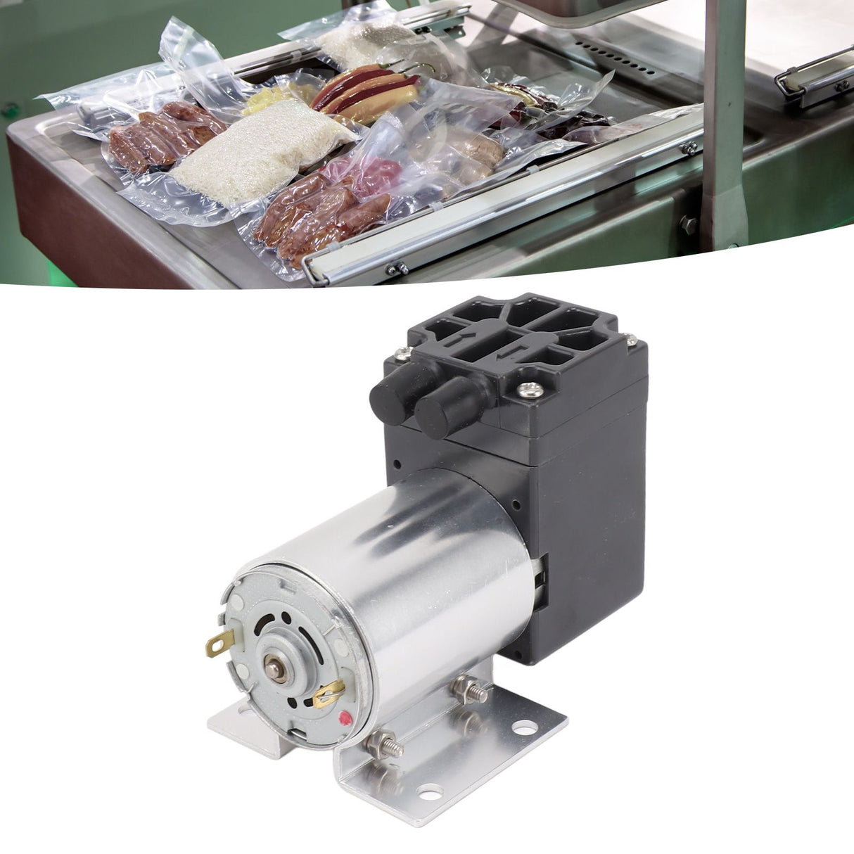 12V Vacuum Pump Negative Pressure Suction Pump Mini Small Oilless Vacuum Pump 65‑120kpa 5L/min with Bracket