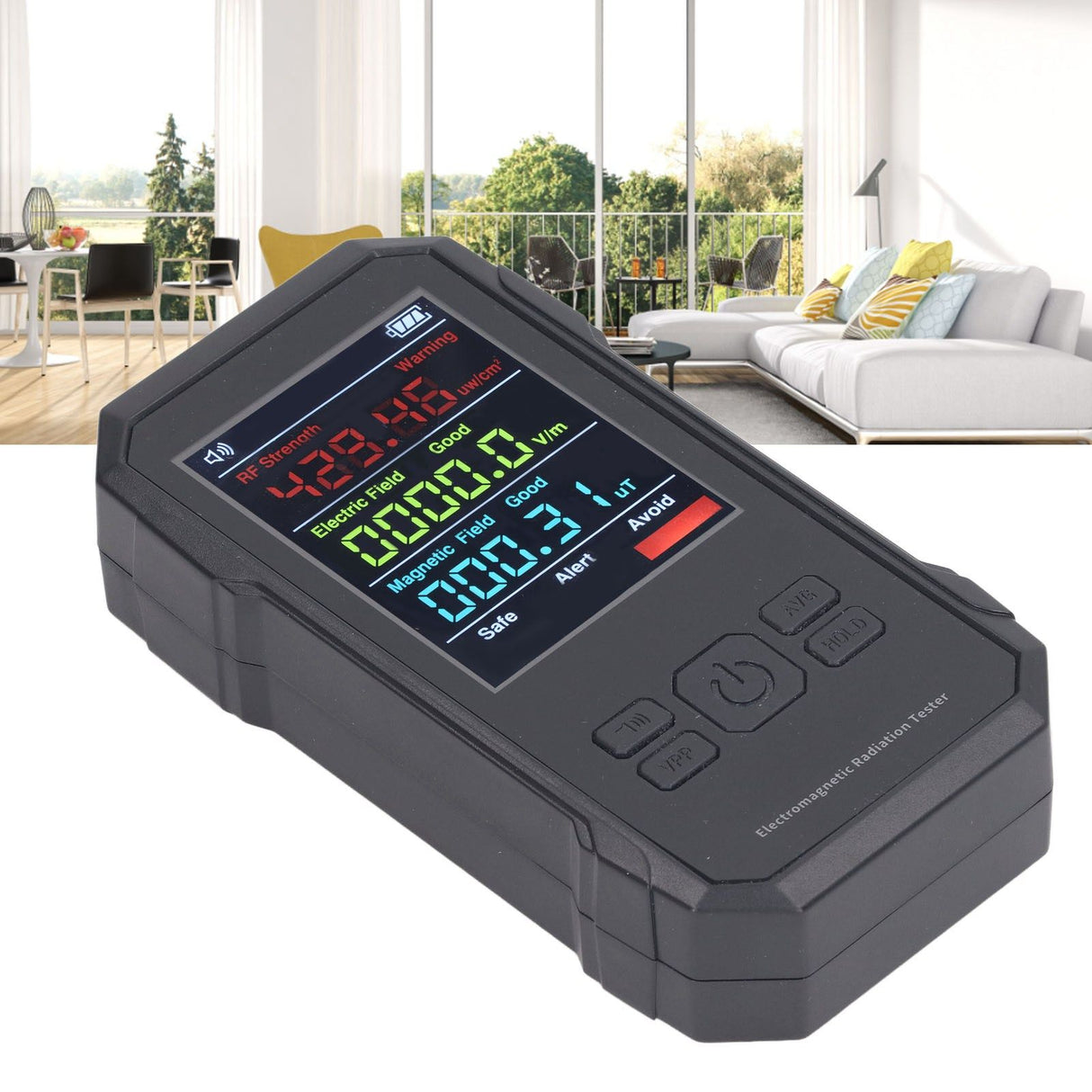 Radiation Detector Black Digital EMF Meter LED Display Handheld RF Electric Field Magnetic Field Level Alert Geiger Counter