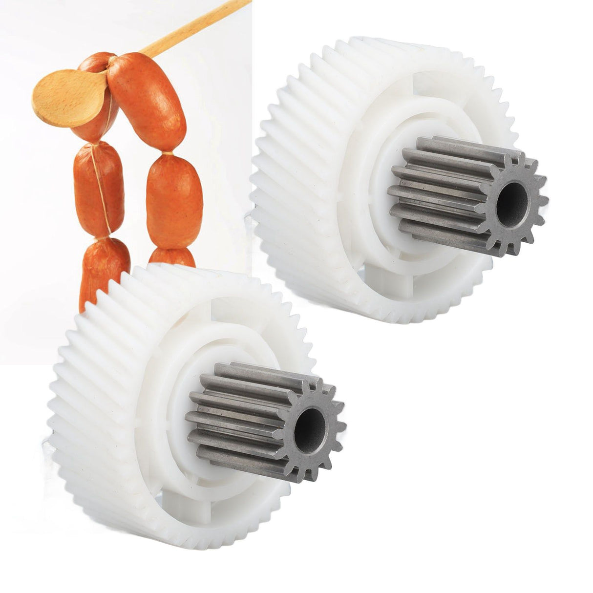 2 PCS Meat Grinder Gear Plastic and Stainless Steel Accuracy Control Sausage Machine Gear for Food Making