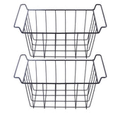 2 Pcs Freezer Wire Storage Basket PE Coated Hanging Rack Organizer Bin Black for Refrigerator Shelves L 39cm X W 20cm X H 20cm