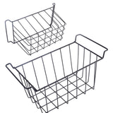 2 Pcs Freezer Wire Storage Basket PE Coated Hanging Rack Organizer Bin Black for Refrigerator Shelves L 39cm X W 20cm X H 20cm