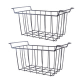 2 Pcs Freezer Wire Storage Basket PE Coated Hanging Rack Organizer Bin Black for Refrigerator Shelves L 39cm X W 20cm X H 20cm