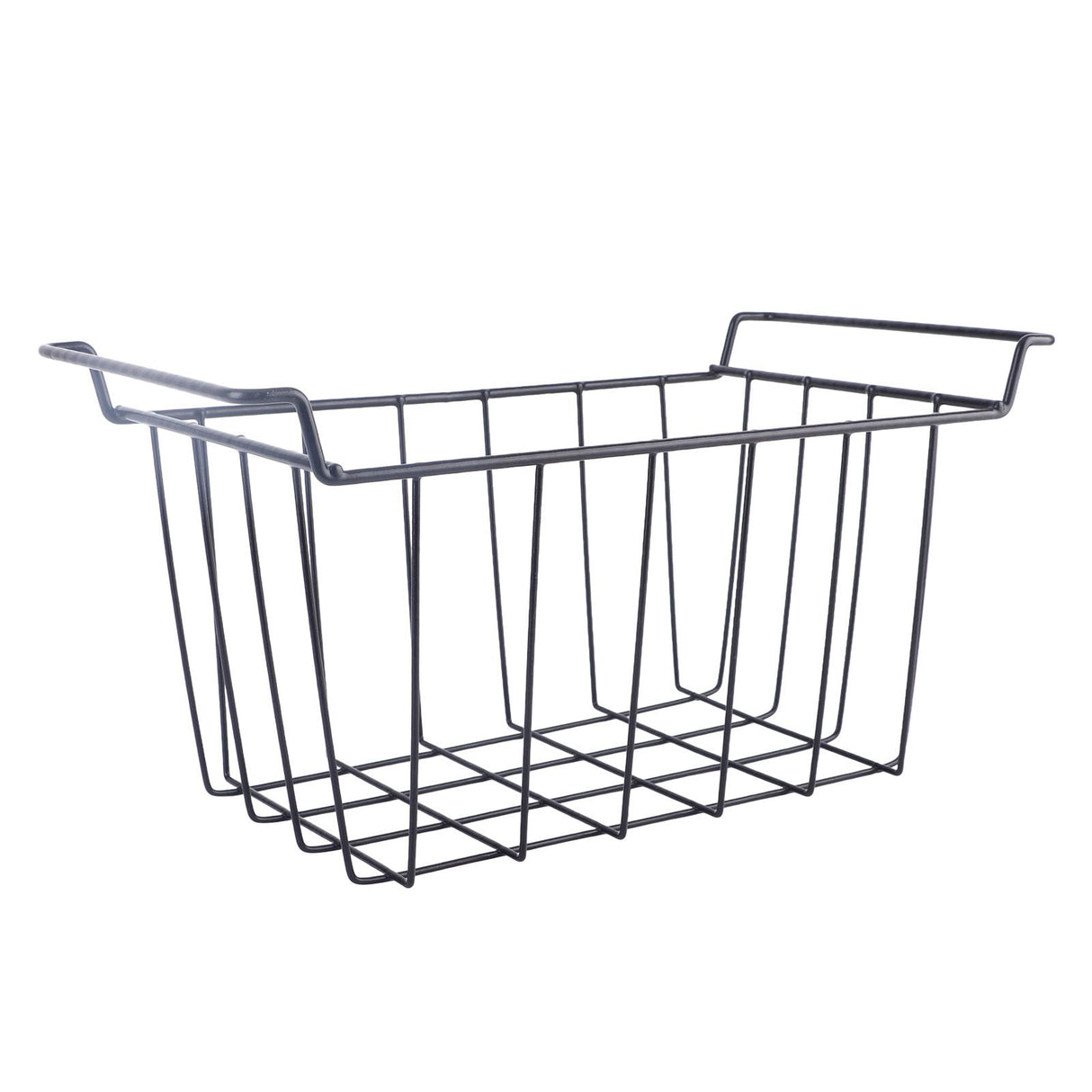 2 Pcs Freezer Wire Storage Basket PE Coated Hanging Rack Organizer Bin Black for Refrigerator Shelves L 39cm X W 20cm X H 20cm