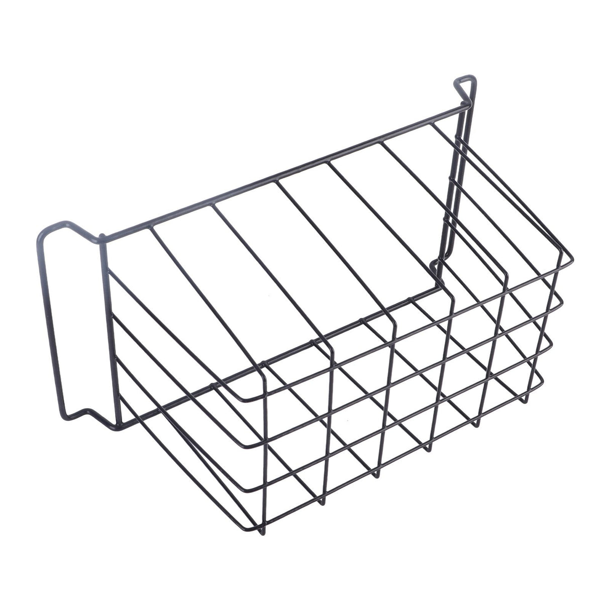2 Pcs Freezer Wire Storage Basket PE Coated Hanging Rack Organizer Bin Black for Refrigerator Shelves L 39cm X W 20cm X H 20cm