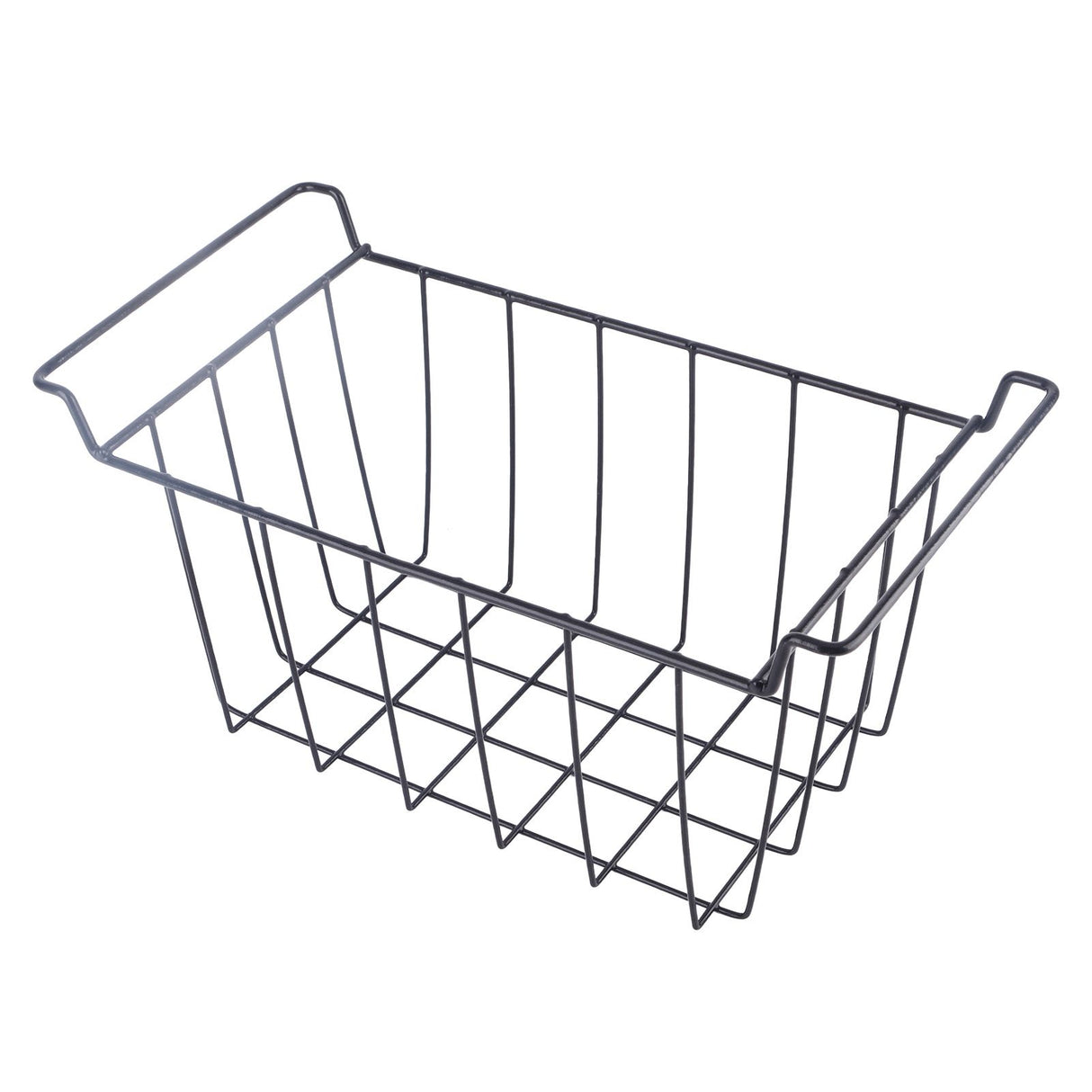 2 Pcs Freezer Wire Storage Basket PE Coated Hanging Rack Organizer Bin Black for Refrigerator Shelves L 39cm X W 20cm X H 20cm
