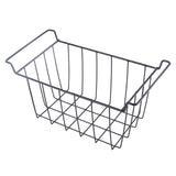 2 Pcs Freezer Wire Storage Basket PE Coated Hanging Rack Organizer Bin Black for Refrigerator Shelves L 39cm X W 20cm X H 20cm