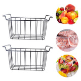 2 Pcs Freezer Wire Storage Basket PE Coated Hanging Rack Organizer Bin Black for Refrigerator Shelves L 39cm X W 20cm X H 20cm