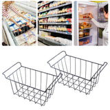 2 Pcs Freezer Wire Storage Basket PE Coated Hanging Rack Organizer Bin Black for Refrigerator Shelves L 39cm X W 20cm X H 20cm