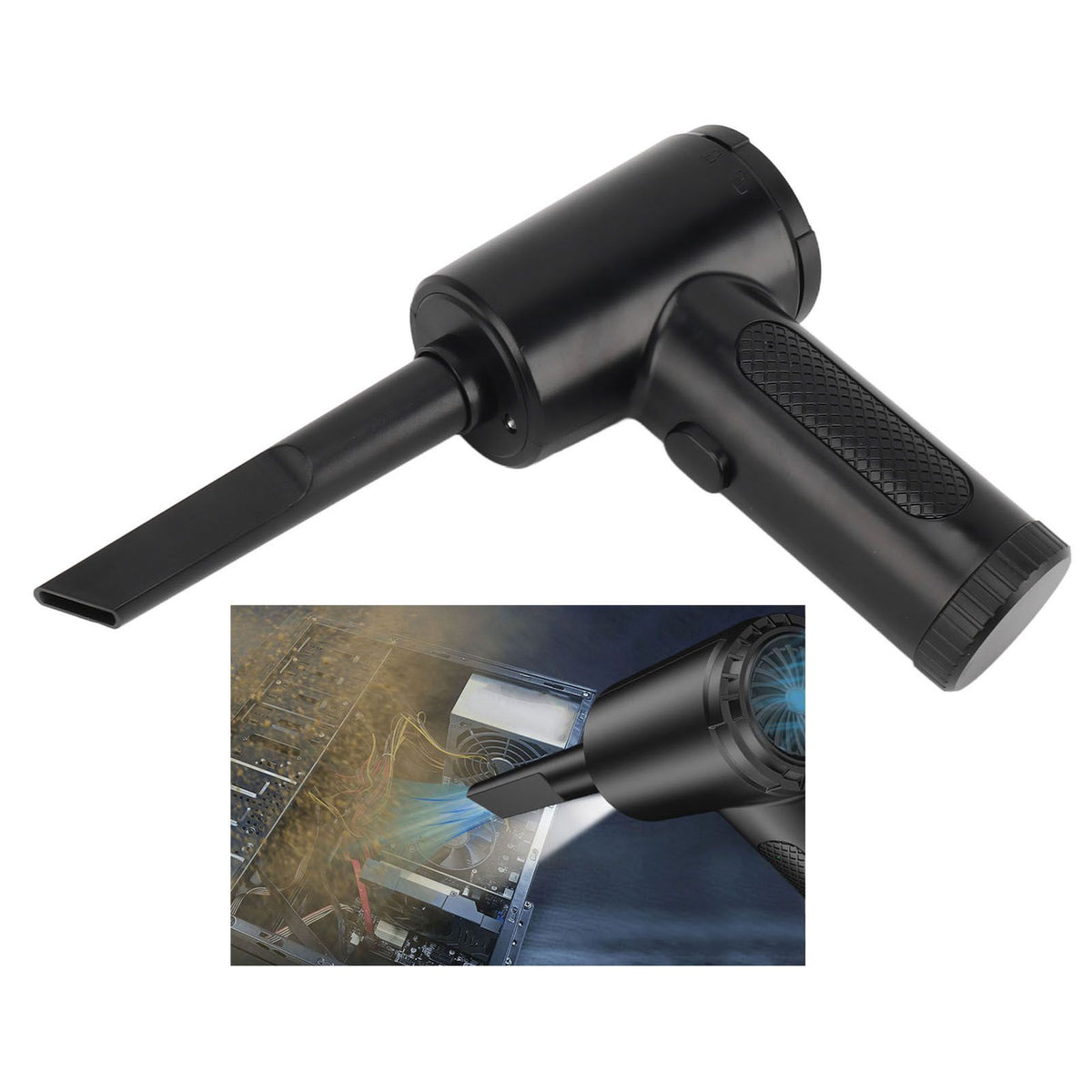 Air Duster With LED Light Cordless 68W High Power Simple Operation 3 Gears Dust Blower for Computer Keyboard Car Electric Devices