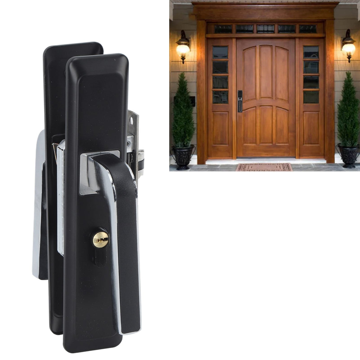 Privacy Bathroom Lever Lock Set Low Noise Door Lever Lockset Bedroom Door Handle Security Door Lever with Lock Black
