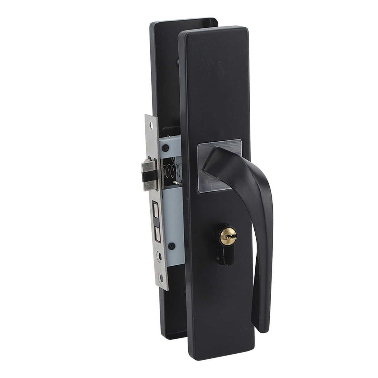 Bedroom Lock Set Household Interior Room Bathroom Silent Aluminium Alloy with Solid Wood Handle Black