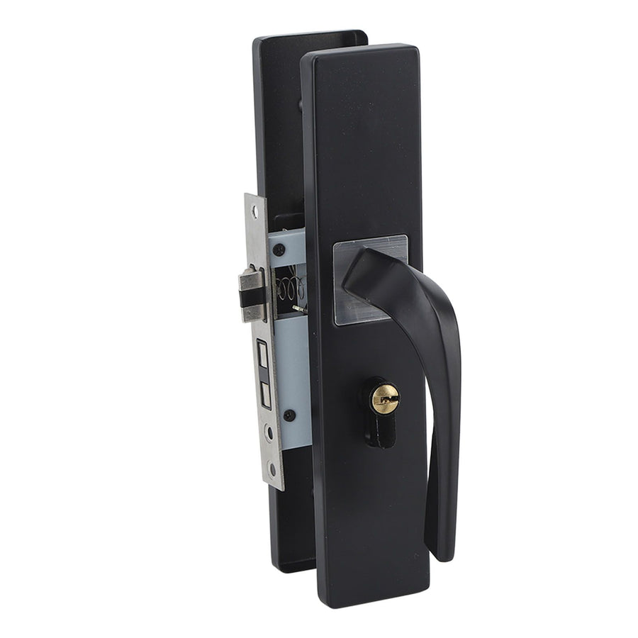 Bedroom Lock Set Household Interior Room Bathroom Silent Aluminium Alloy with Solid Wood Handle Black