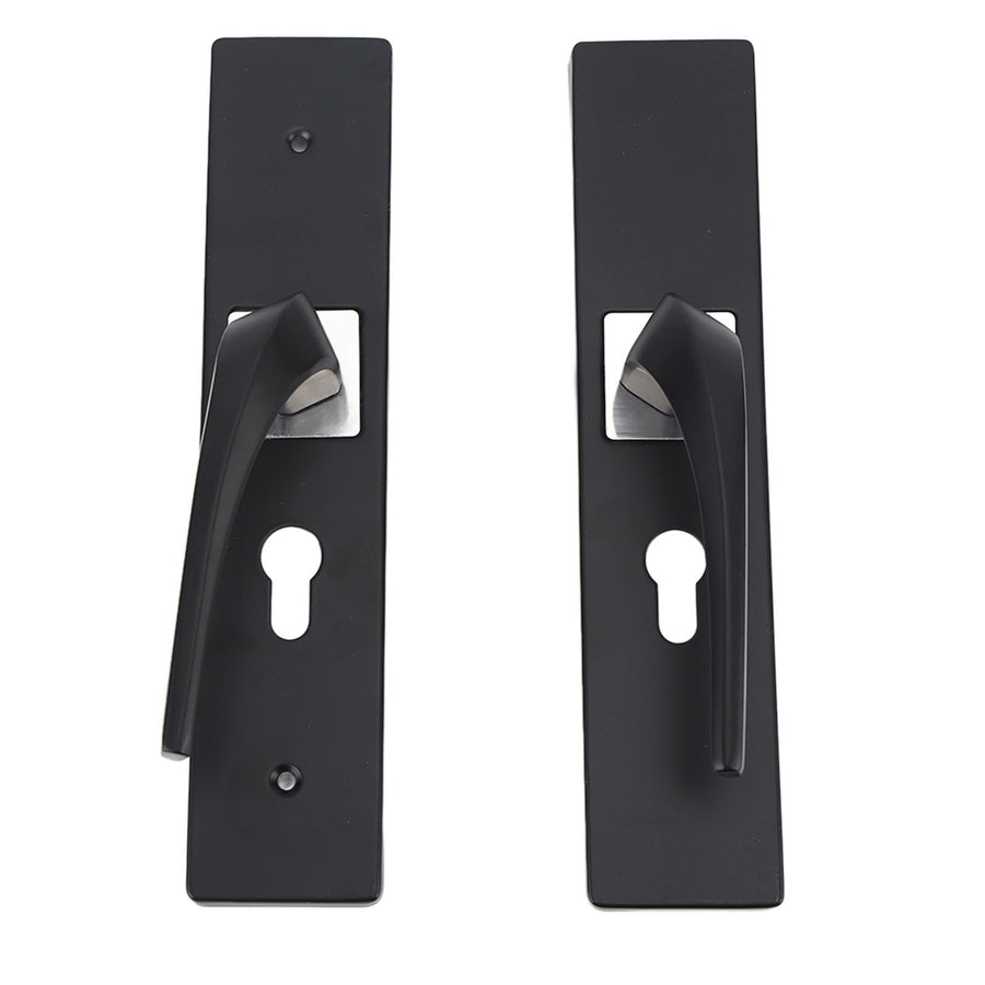 Bedroom Lock Set Household Interior Room Bathroom Silent Aluminium Alloy with Solid Wood Handle Black