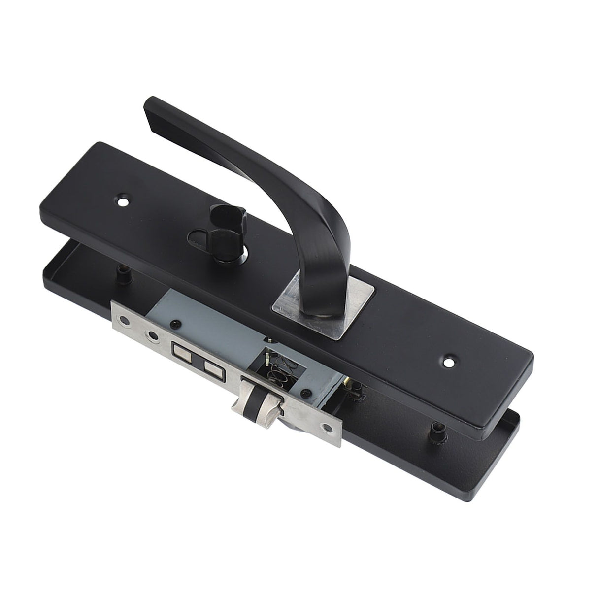 Bedroom Lock Set Household Interior Room Bathroom Silent Aluminium Alloy with Solid Wood Handle Black