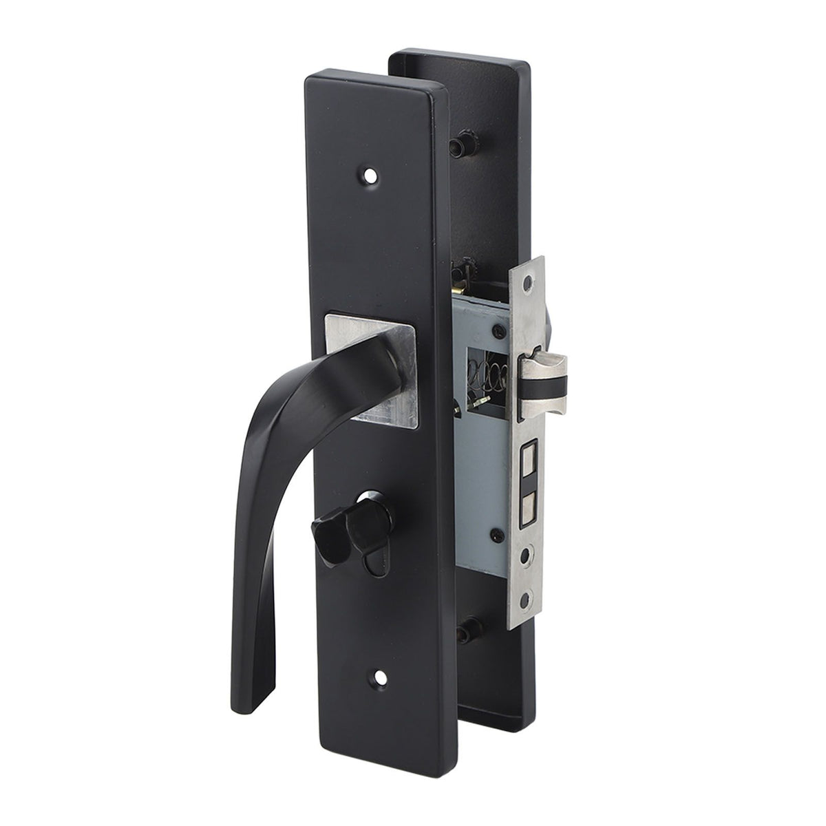 Bedroom Lock Set Household Interior Room Bathroom Silent Aluminium Alloy with Solid Wood Handle Black