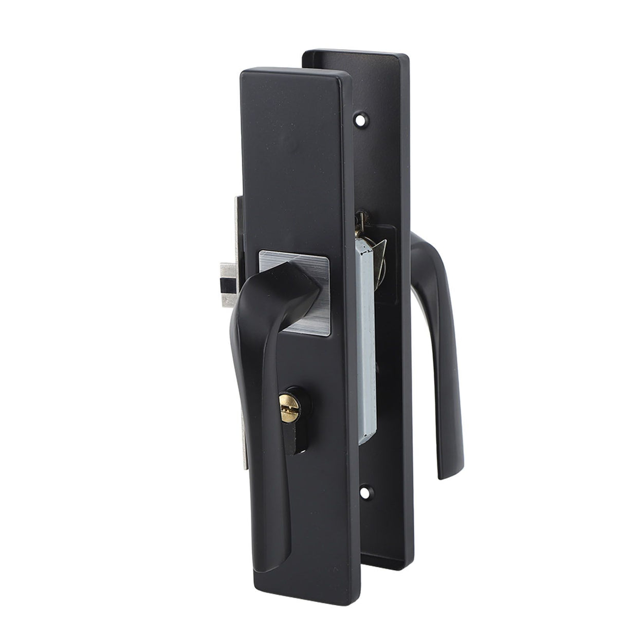 Bedroom Lock Set Household Interior Room Bathroom Silent Aluminium Alloy with Solid Wood Handle Black