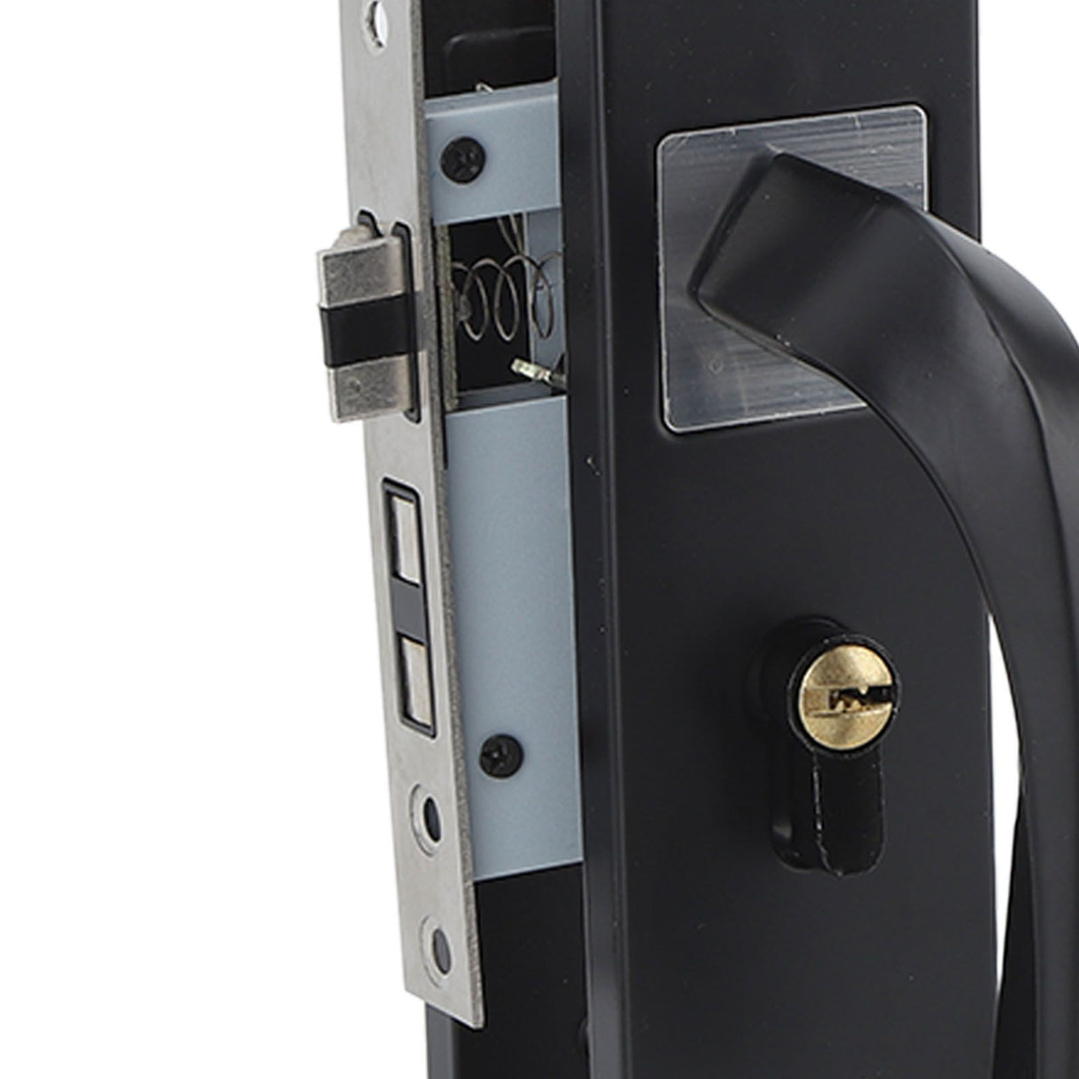Bedroom Lock Set Household Interior Room Bathroom Silent Aluminium Alloy with Solid Wood Handle Black