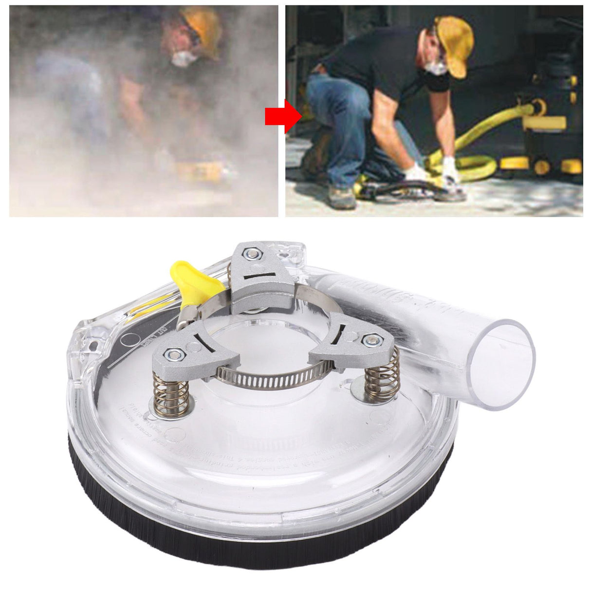 Dust Shroud Kit Transparent ABS Dry Grinding Dust Cover for 4in to 5in Angle Grinders Wet Polisher
