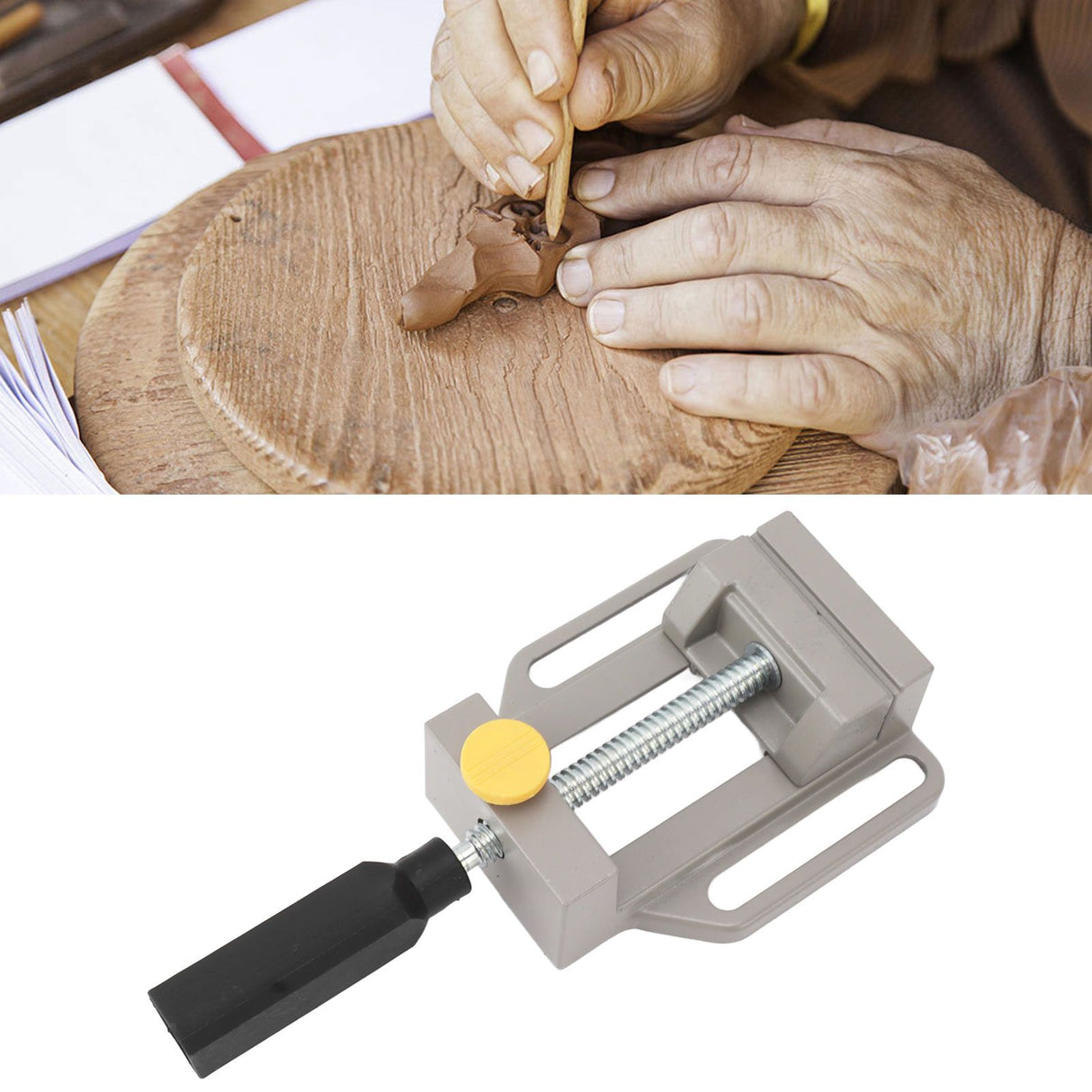 Small Drill Press Vise Aluminum Alloy Quick Release Woodworking Vise for DIY Carving Drilling Machine Tool