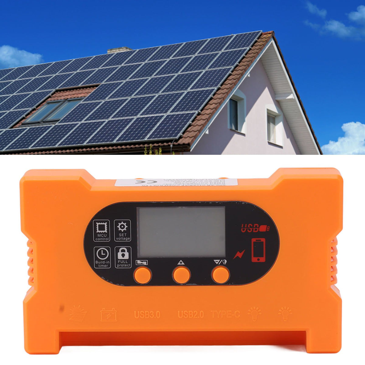 Solar Charge Controller Type C Fast Charge Drive Control Short Circuit Protection Automatic Battery Recognition Solar Regulator 60A
