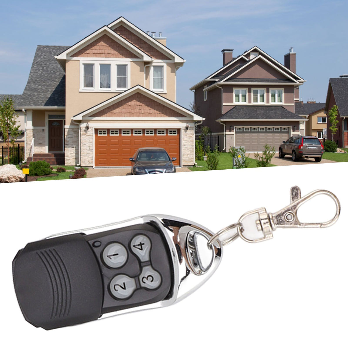 Garage Door Opener Remote Control with Keychain Programmable 4 Button Safe Easy Setup 433.42MHz for Telis 1