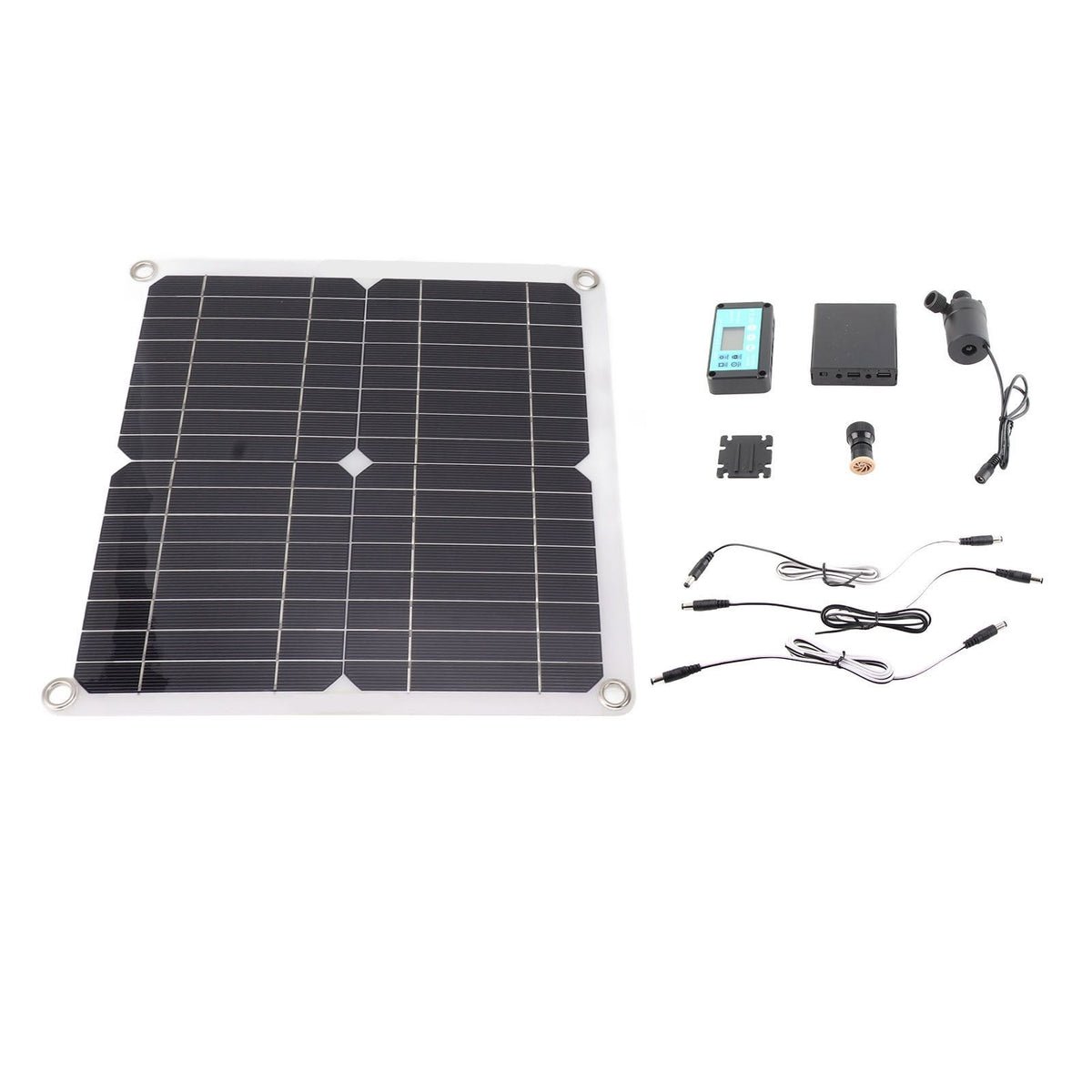 Solar Water Pump Kit 50W Solar Panel 22W Water Fountain Pump with Battery Box Timing Controller DC12V