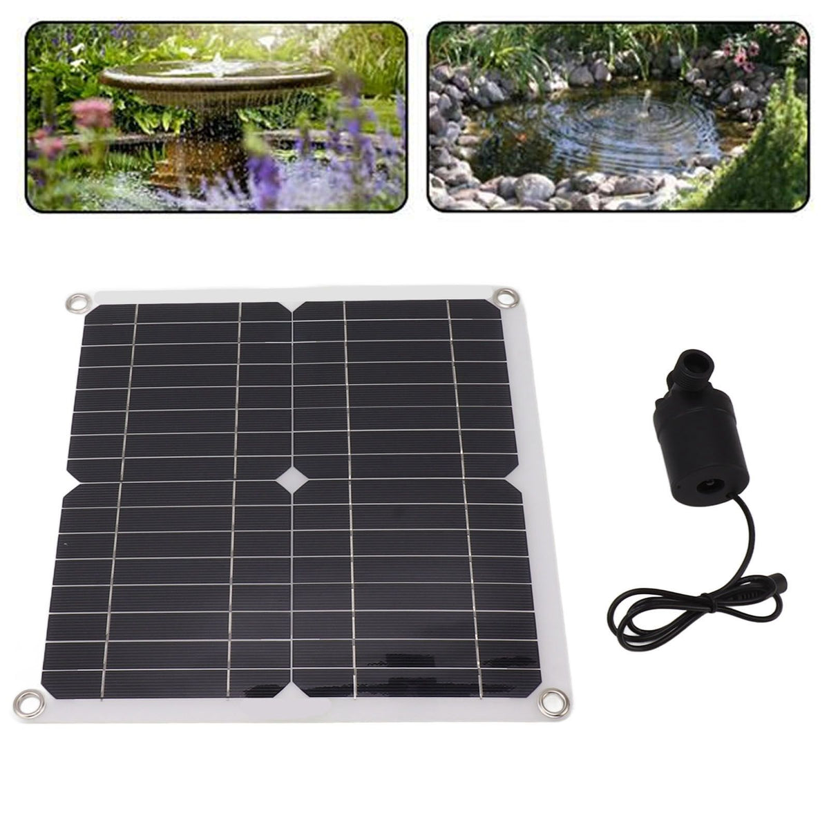 Solar Water Pump Kit 50W Solar Panel 22W Water Fountain Pump with Battery Box Timing Controller DC12V