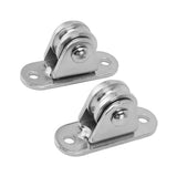 Small Pulley Block Stainless Steel Silent Pulley Roller Wall Mounted Fixed Pulley for DIY Equipment Wire Rope Rail Sliding Gate 2PCS