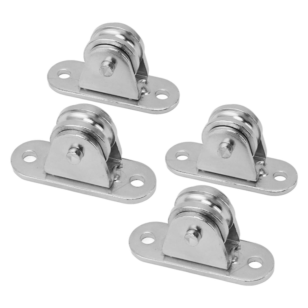 Small Pulley Block Stainless Steel Silent Pulley Roller Wall Mounted Fixed Pulley for DIY Equipment Wire Rope Rail Sliding Gate 4PCS