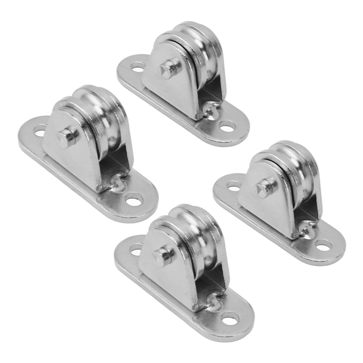 Small Pulley Block Stainless Steel Silent Pulley Roller Wall Mounted Fixed Pulley for DIY Equipment Wire Rope Rail Sliding Gate 4PCS