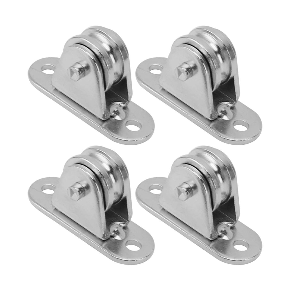 Small Pulley Block Stainless Steel Silent Pulley Roller Wall Mounted Fixed Pulley for DIY Equipment Wire Rope Rail Sliding Gate 4PCS