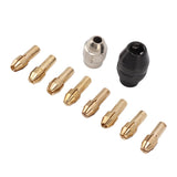 Drill Chuck Collet Set for Replacement 4485 Brass Quick Change Rotary Drill Nut Tool Set With 2 Nut 8 Brass Collet - Low Angle