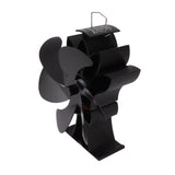 Heat Powered Stove Fan 6 Blade Aluminum Alloy Low Noise Wood Stove Fireplace Fan for Home Log Burning Stove Black - Front View
