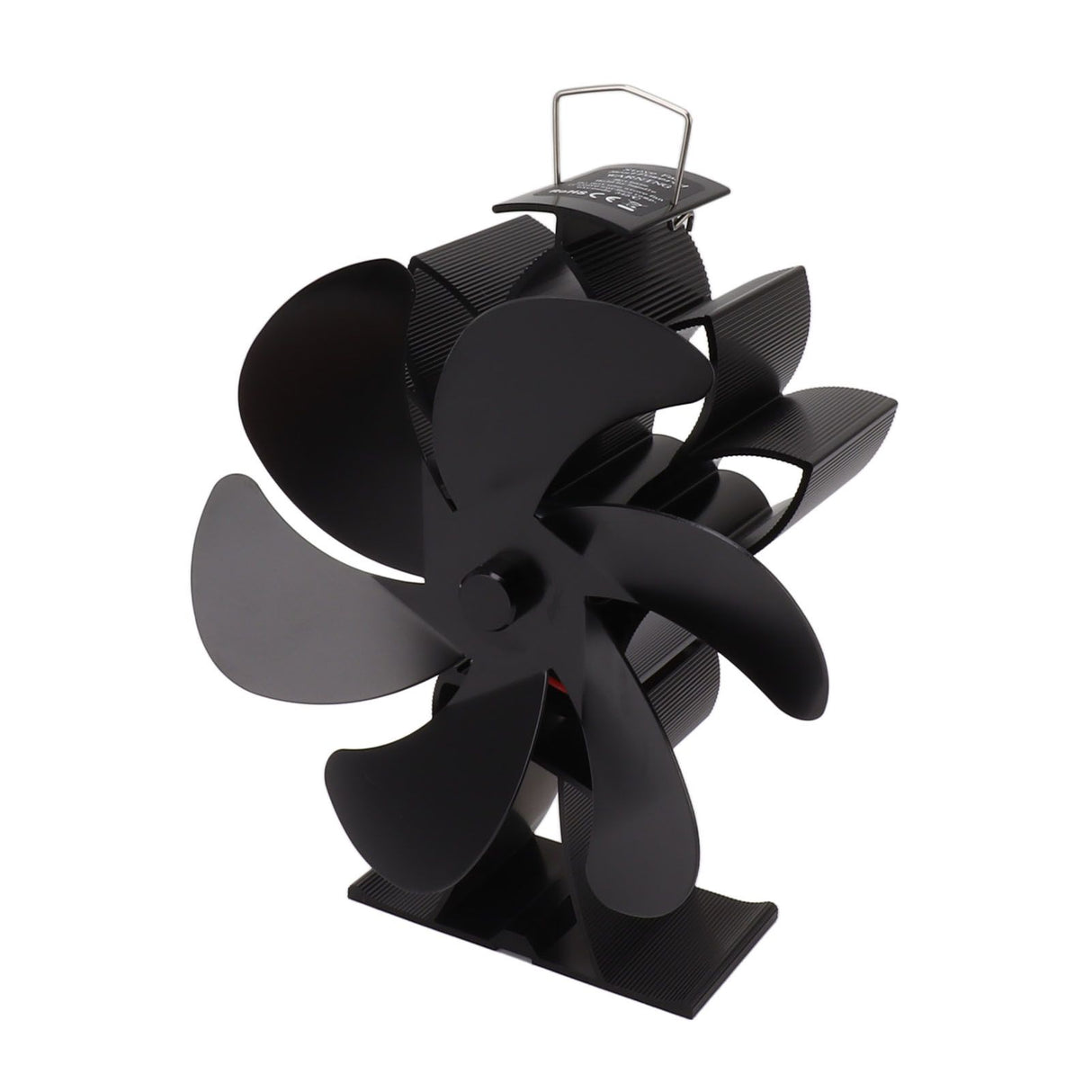 Heat Powered Stove Fan 6 Blade Aluminum Alloy Low Noise Wood Stove Fireplace Fan for Home Log Burning Stove Black