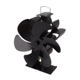 Heat Powered Stove Fan 6 Blade Aluminum Alloy Low Noise Wood Stove Fireplace Fan for Home Log Burning Stove Black