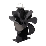 Heat Powered Stove Fan 6 Blade Aluminum Alloy Low Noise Wood Stove Fireplace Fan for Home Log Burning Stove Black - Top-Down View