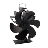 Heat Powered Stove Fan 6 Blade Aluminum Alloy Low Noise Wood Stove Fireplace Fan for Home Log Burning Stove Black