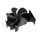 Heat Powered Stove Fan 6 Blade Aluminum Alloy Low Noise Wood Stove Fireplace Fan for Home Log Burning Stove Black - Low Angle