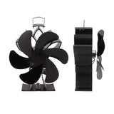 Heat Powered Stove Fan 6 Blade Aluminum Alloy Low Noise Wood Stove Fireplace Fan for Home Log Burning Stove Black - Extra Image