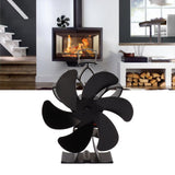 Heat Powered Stove Fan 6 Blade Aluminum Alloy Low Noise Wood Stove Fireplace Fan for Home Log Burning Stove Black - Extra Image