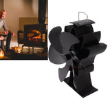 Heat Powered Stove Fan 6 Blade Aluminum Alloy Low Noise Wood Stove Fireplace Fan for Home Log Burning Stove Black - Extra Image