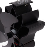 Heat Powered Stove Fan 6 Blade Aluminum Alloy Low Noise Wood Stove Fireplace Fan for Home Log Burning Stove Black - Extra Image