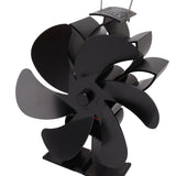 Heat Powered Stove Fan 6 Blade Aluminum Alloy Low Noise Wood Stove Fireplace Fan for Home Log Burning Stove Black - Extra Image