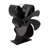 6 Blade Heat Powered Stove Fan for Wood Fireplace Chimney Fireplace Fan Increases Warm Air Silent Operation Black - Top-Down View