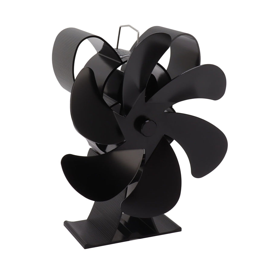 6 Blade Heat Powered Stove Fan for Wood Fireplace Chimney Fireplace Fan Increases Warm Air Silent Operation Black