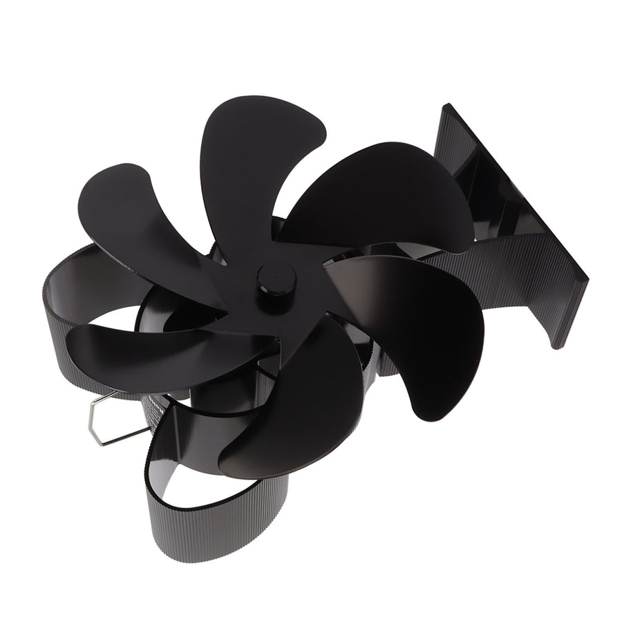 6 Blade Heat Powered Stove Fan for Wood Fireplace Chimney Fireplace Fan Increases Warm Air Silent Operation Black