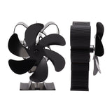 6 Blade Heat Powered Stove Fan for Wood Fireplace Chimney Fireplace Fan Increases Warm Air Silent Operation Black