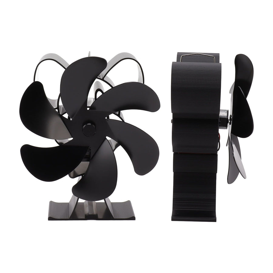 6 Blade Heat Powered Stove Fan for Wood Fireplace Chimney Fireplace Fan Increases Warm Air Silent Operation Black