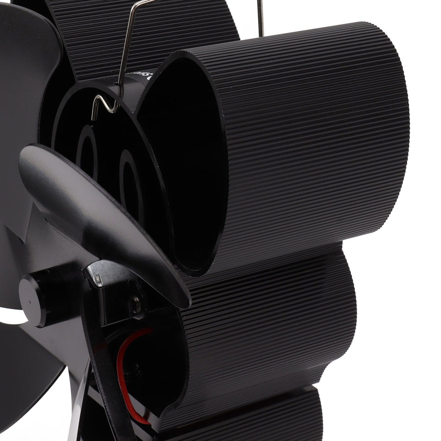 6 Blade Heat Powered Stove Fan for Wood Fireplace Chimney Fireplace Fan Increases Warm Air Silent Operation Black
